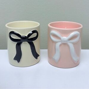 New! Target Bullseye Playground Set of 2 Coquette Bow Ceramic Candles